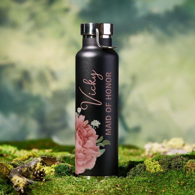 Bouteille D'eau Belle Rose Pêche Fleurie Demoiselle d'Honneur Mari (Extérieur)