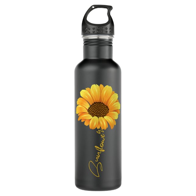 Bouteille D'eau Belle tournesol avec chemise de tournesol en lettr (Devant)