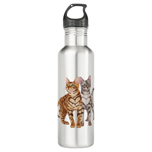 Bouteille D'eau Bengale Cat Buddies Rosette et Snow Bengale Cats P (Devant)