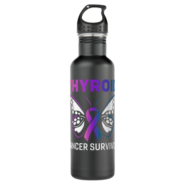 Bouteille D'eau Beurre Ruban Thyroïde Cancer Survivant (Devant)