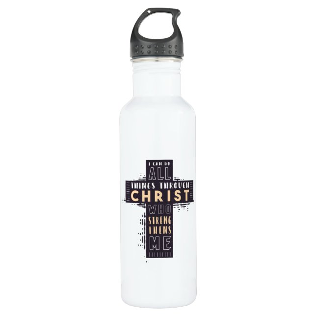 Bouteille D'eau Bible Verse Cross (Devant)