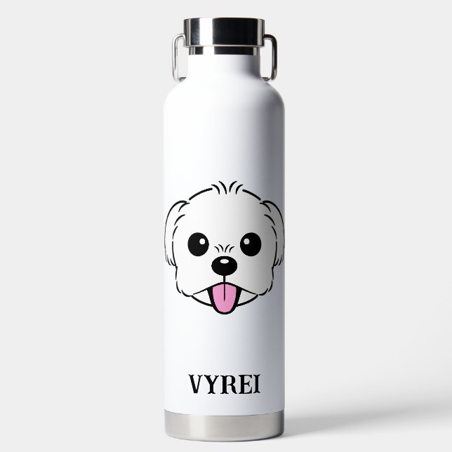 Bouteille D'eau Bichon blanc mignon Frise Chien Stick Sortie (Avant)