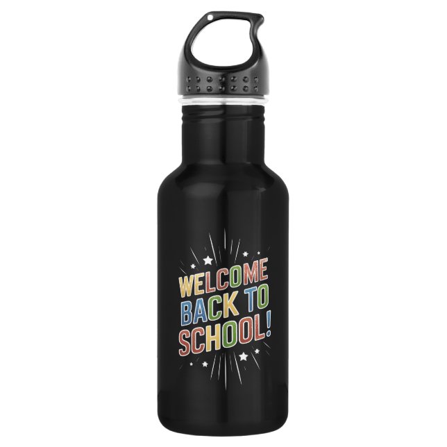 Bouteille D'eau Bienvenue Retour à l'école Enseignant Premier jour (Devant)