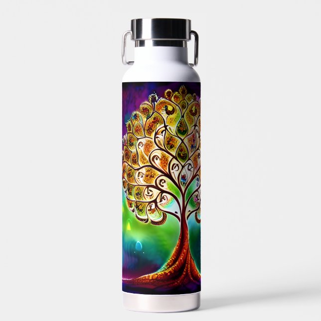 Bouteille D'eau Bijou Tone Arbre de vie Vibrant Beau (Avant)
