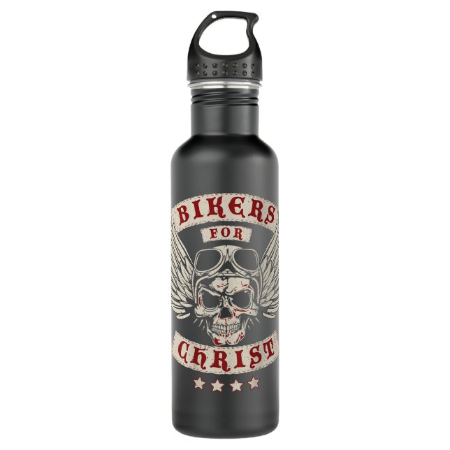 Bouteille D'eau Bikers pour Christ Motorcycle Patch Christian -Des (Devant)