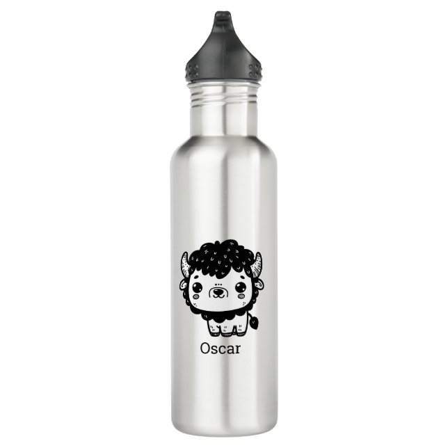 Bouteille D'eau Bison bouffant Baby - Kawaii Farm Animal Art (Droite)