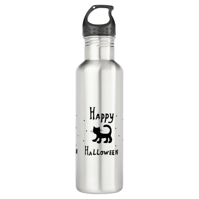 Bouteille D'eau Black Happy Halloween horreur éffrayant (Devant)