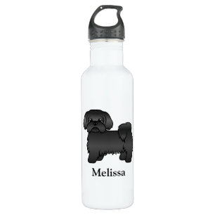 Bouteille D'eau Black Shih Tzu Cute Cartoon Chien & Nom