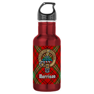 Bouteille D'eau Blason de Clan Morrison sur tartan rouge