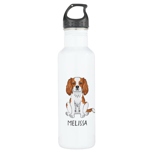 Bouteille D'eau Blenheim Cavalier King Charles Spaniel & Nom (Devant)