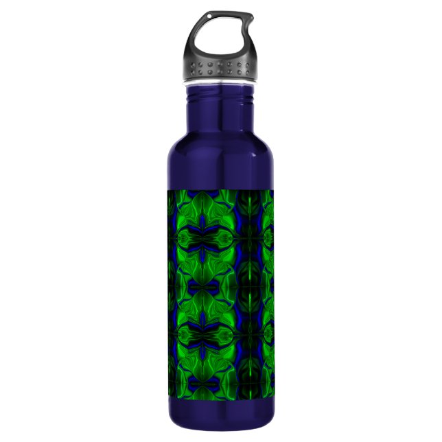 Bouteille D'eau Bleu avec des traits 'flottants' entrelacés (Devant)