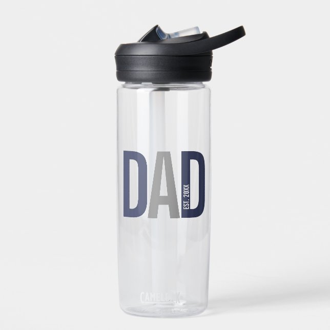 Bouteille D'eau Bleu de marine moderne Papa personnalisé établi (Gauche)