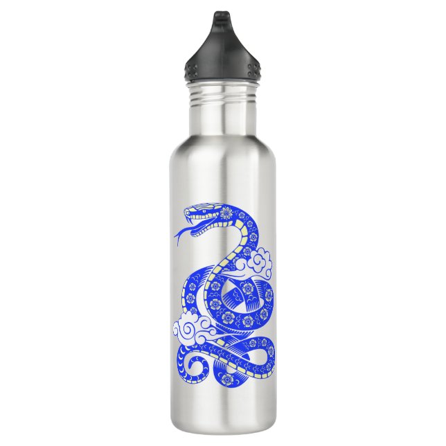 Bouteille D'eau Bleu Dragon style asiatique motif floral (Droite)