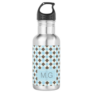 Bouteille D'eau Bleu élégant et Brown Jacquard personnalisé Motif