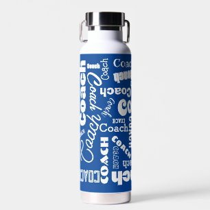 Bouteille D'eau Bleu et blanc Personnalisé Entraîneur Nom cadeau A