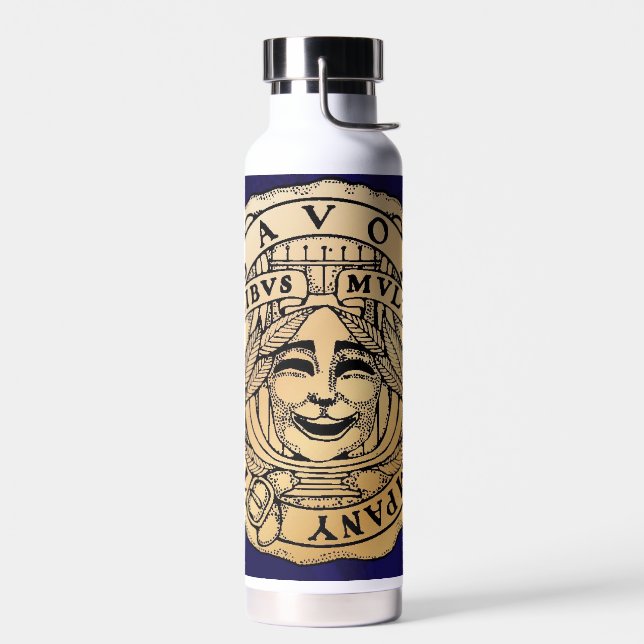 Bouteille d'eau bleu et or Savoy (Gauche)