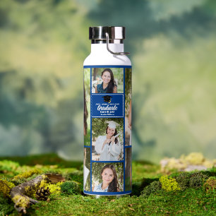 Bouteille D'eau Bleu Graduate Photo Collage Moderne Graduation