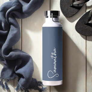 Bouteille D'eau Bleu marine et blanc personnalisé