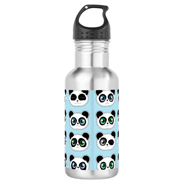Bouteille D'eau Bleu mignon d'expression de panda (Devant)