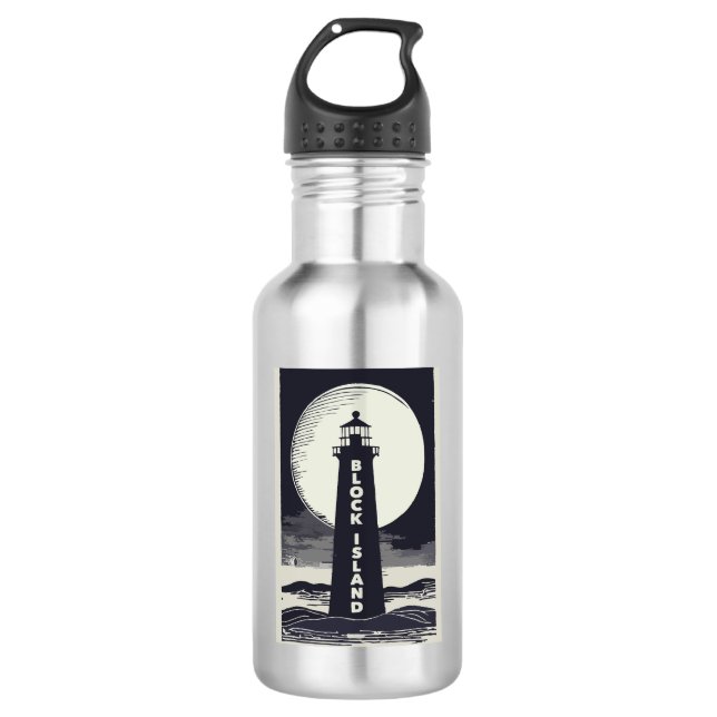 Bouteille D'eau Block Island Lighthouse Rhode Island Moon (Devant)