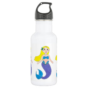 Bouteille D'eau Blonde nage Sirène fille pourpre Queue Océan Mer