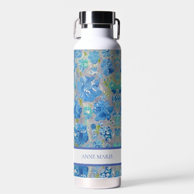 Bouteille D'eau Blue Celebration Floral Custom Water Bottle (Avant)