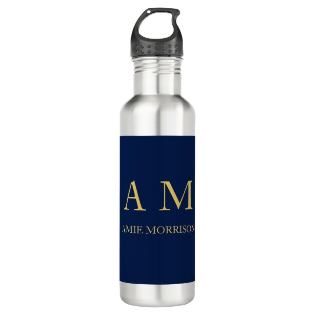 Bouteille D'eau Blue Gold Colours Professionnel Lettres initiales  (Devant)