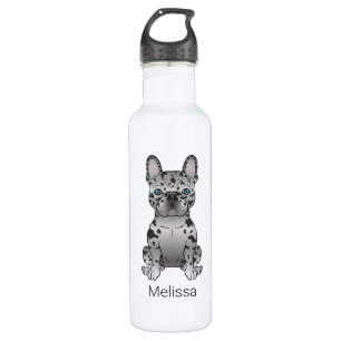 Bouteille D'eau Blue Merle French Bulldog Frenchie Cute Dog & Name
