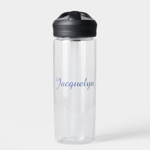 Bouteille D'eau Blue Plain Élégant Moderne Calligraphie Nom