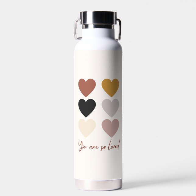Bouteille D'eau Boho Hearts Love Positive Citation Vous êtes si ai (Avant)