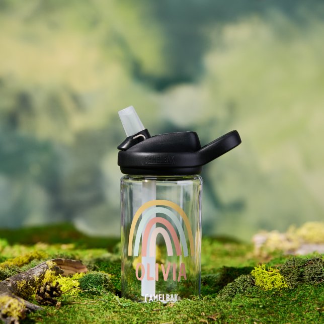 Bouteille D'eau Boho Pastel Rainbow Personnalisé (Extérieur)