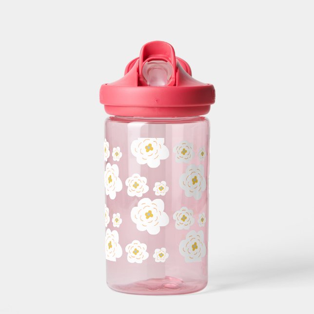 Bouteille D'eau Boho Retro Fleurs Blanches Enfants (Avant)