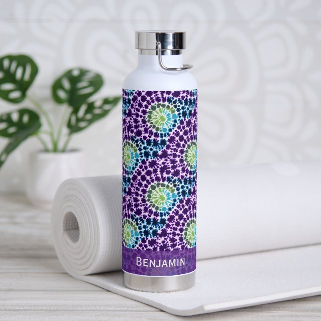 Bouteille D'eau Boho violet vert Turquoise Cravate-Motif (Yoga (pivoté))