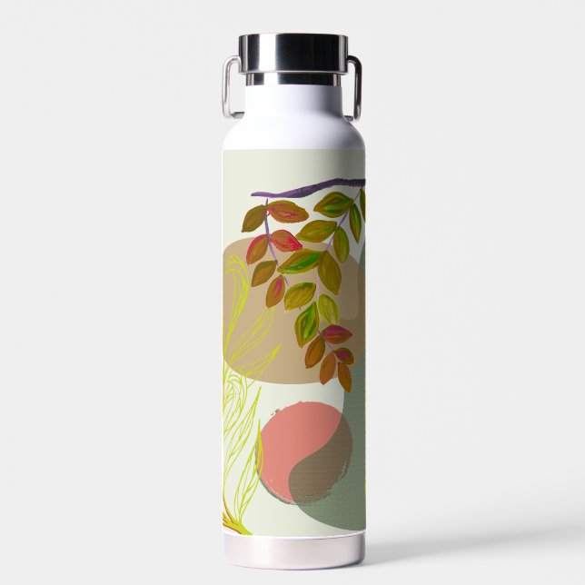 Bouteille D'eau Botanique Boho jaune vert (Avant)