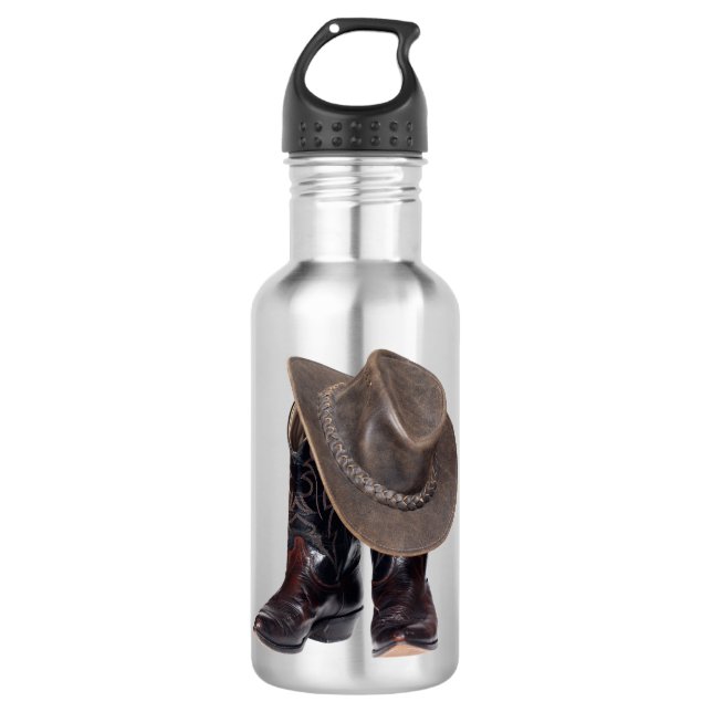 Bouteille D'eau Bottes et Casquette de cowboy (Devant)