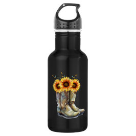 Bouteille D'eau Bottes rustiques Cowboy avec tournesol