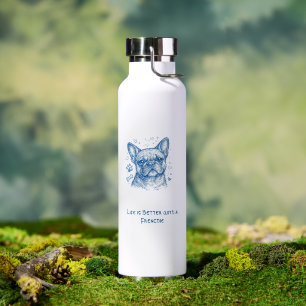 Bouteille D'eau Bouledogue français bleu doodle ligne art frenchie