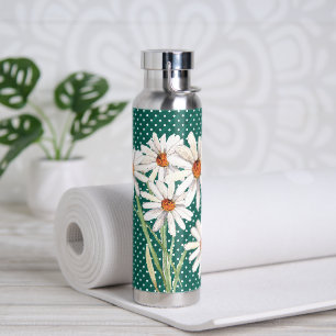 Bouteille D'eau Bouquet Aquarelle Daisy Sur Les Pois Caillés