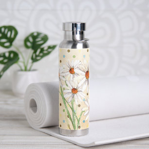 Bouteille D'eau Bouquet Aquarelle Daisy Sur Les Pois Caillés