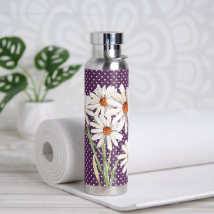 Bouteille D'eau Bouquet Aquarelle Daisy Sur Les Pois Caillés
