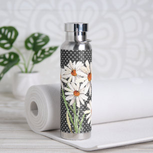 Bouteille D'eau Bouquet Aquarelle Daisy Sur Les Pois Caillés