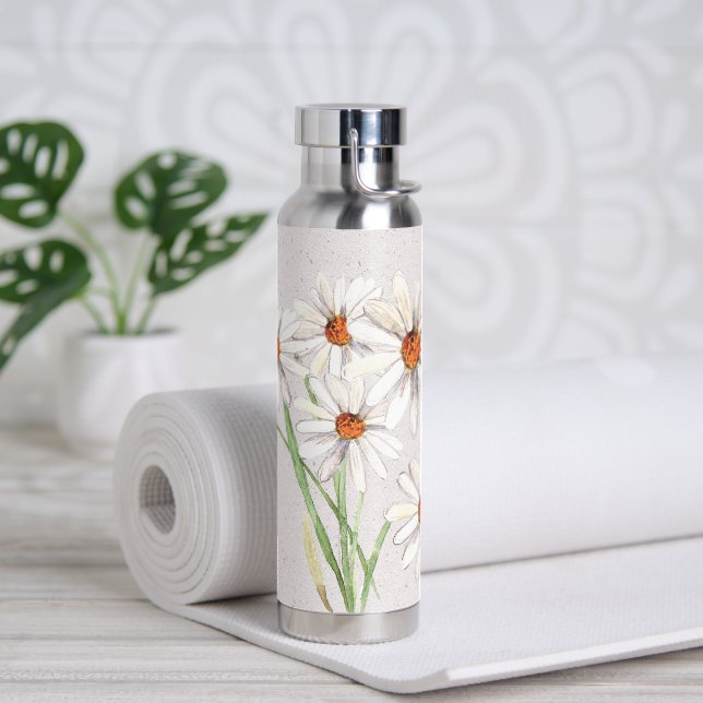 Bouteille D'eau Bouquet Daisy Aquarelle Sur Terrazzo (Yoga)