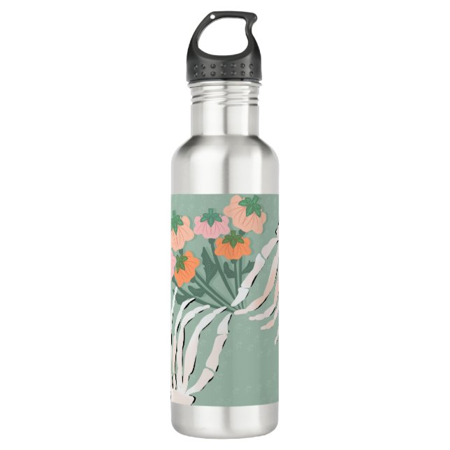 Bouteille D'eau Bouquet de citrouilles squelettes Halloween    (Devant)