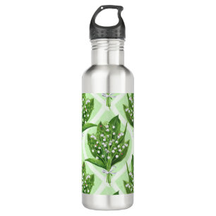 Bouteille D'eau Bouquet de lys de la vallée fleurs sur vert