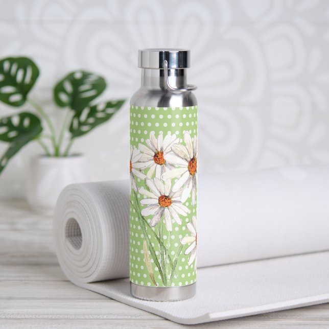Bouteille D'eau Bouquet de marguerite aquarelle à points (Yoga)