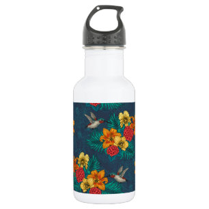 Bouteille D'eau Bouquet et colibris tropicaux