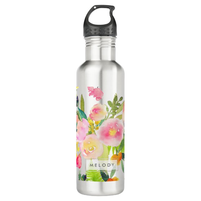 Bouteille D'eau Bouquet PixDezines Floral Aquarelle/Printemps (Devant)