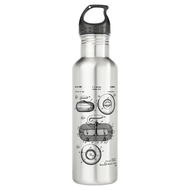 Bouteille D'eau Brevet de pierre de curling (Devant)