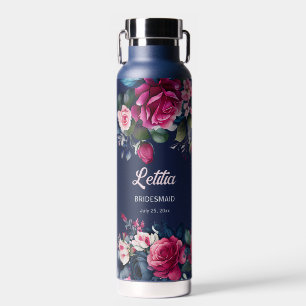 Bouteille D'eau Bridesmaid cadeaux personnalisés nom marine bleu r