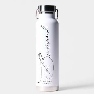 Bouteille D'eau Bridesmaid | Script moderne noir personnalisé